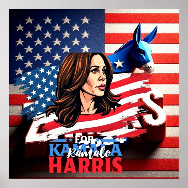 Affiche de l'élection présidentielle HARRIS WALZ 2 (Devant)