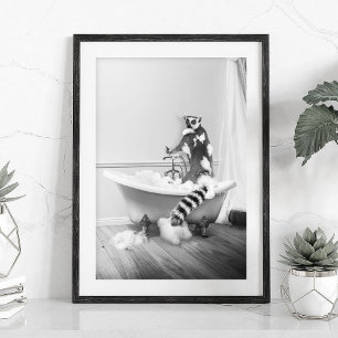 Affiche de lémurien dans une baignoire