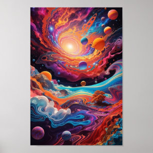 affiche de l'espace psychédélique coloré ai généré
