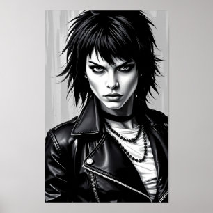 Affiche de l'esprit du glam rock rebelle monochrom