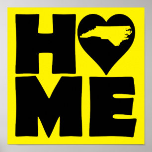 Affiche de l'État de Caroline du Nord Home Heart S