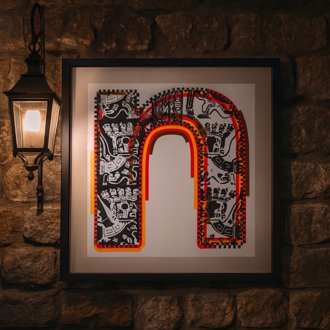 Affiche de lettrage artistique de la lettre inca N (Créateur téléchargé)
