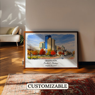 Affiche de Lexington Kentucky, Aquarelle, Sur mesu