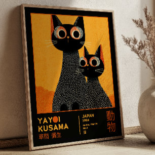Affiche de l'exposition rétro Chats noirs de Yayoi