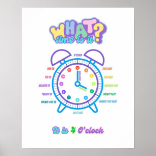 Affiche De L'Horloge Éducative, Racontant Le Temps