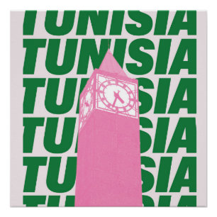 Affiche de l'horloge rétro de Tunisie   Inspiratio