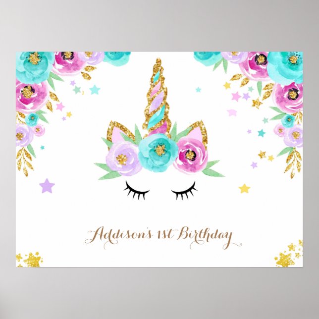 Affiche de licorne florale (Devant)