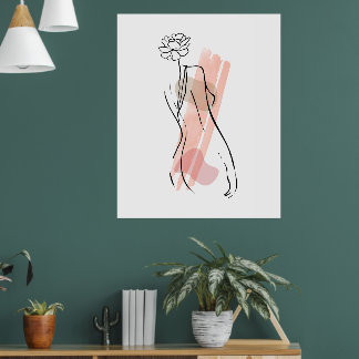 Affiche de ligne artistique de figure féminine abs