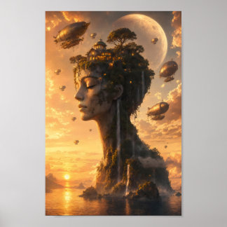 Affiche de l'île céleste Steampunk Dreambound