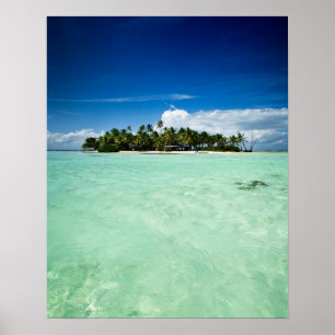 Affiche de l'île du Pacifique avec des palmiers