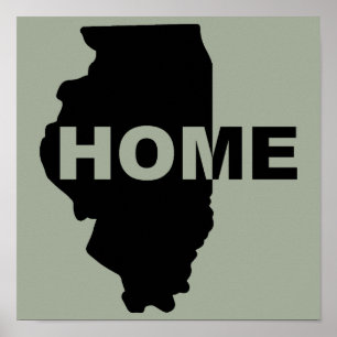 Affiche de l'Illinois, maison loin de chez soi