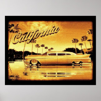 affiche de limousine dorée de californie