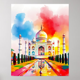 Affiche de l'impression de la Taj Mahal aquarelle 