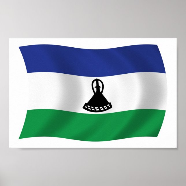 Affiche de l'impression du drapeau du Lesotho (Devant)