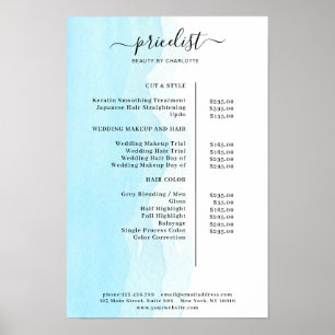 Affiche de liste de prix à l'aquarelle moderne