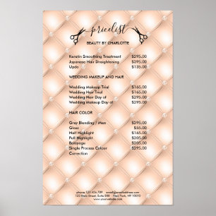 Affiche de liste de prix de coiffeur