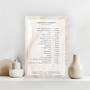 Affiche de liste de prix de salon élégant et vague