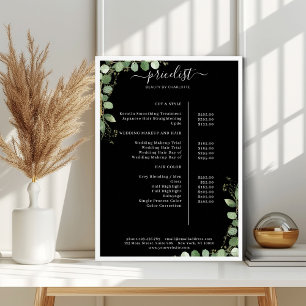 Affiche de liste de prix du salon de verdure