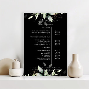 Affiche de liste de prix du salon de verdure
