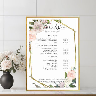 Affiche de liste de prix du salon floral