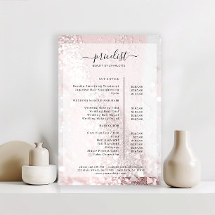Affiche de liste de prix du salon Glitter