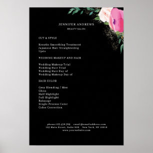 Affiche de liste de prix florale moderne