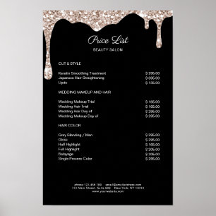 Affiche de liste de prix Modern Beige Black Glitte