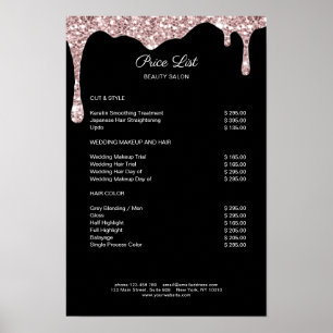Affiche de liste de prix moderne rose clair paille