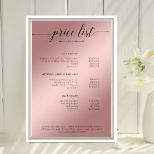 Affiche de liste de prix Rosegold Moderne (Imiter)