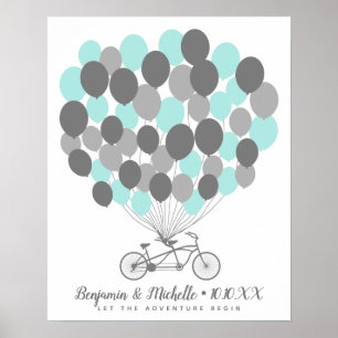 Affiche de livre d'or Bike & Balloons - 50 espaces