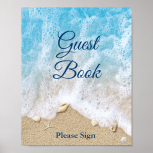 Affiche de livre d'or Blue Beach Waves