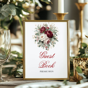 Affiche de livre d'or bordeaux Bohemian Blush