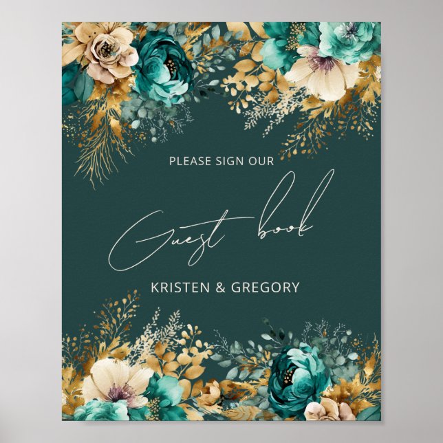 Affiche de livre d'or de mariage à l'aquarelle sar (Devant)