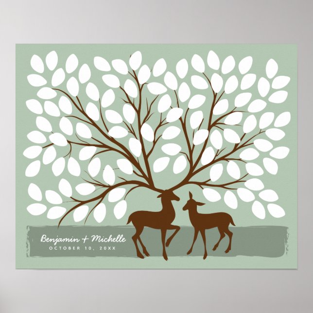 Affiche de livre d'or Deer Heart - 100 signatures (Devant)