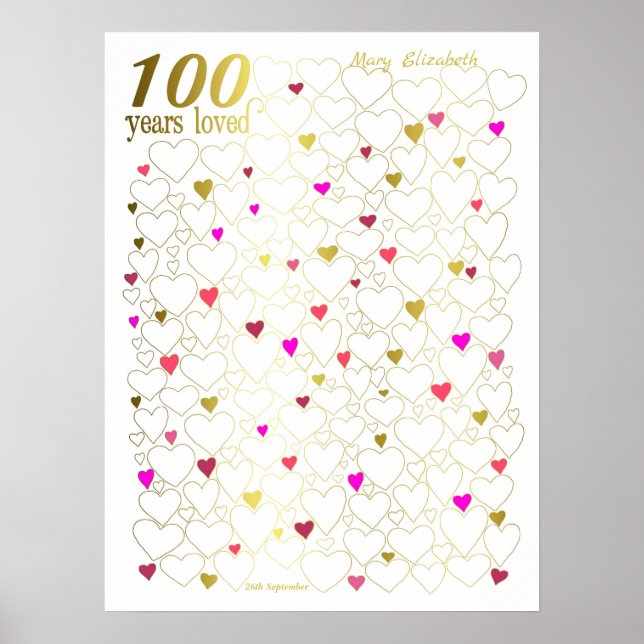 Affiche de livre d'or pour 100e anniversaire - 100 (Devant)