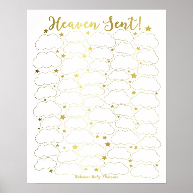 Affiche de livre d'or pour Baby Shower - Envoyé du (Devant)