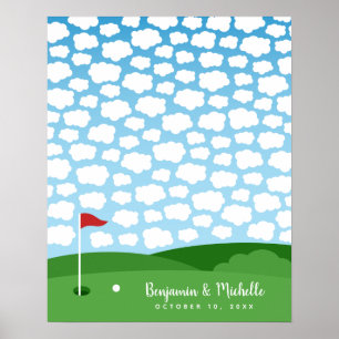 Affiche de livre d'or pour golfeur - 100 signature