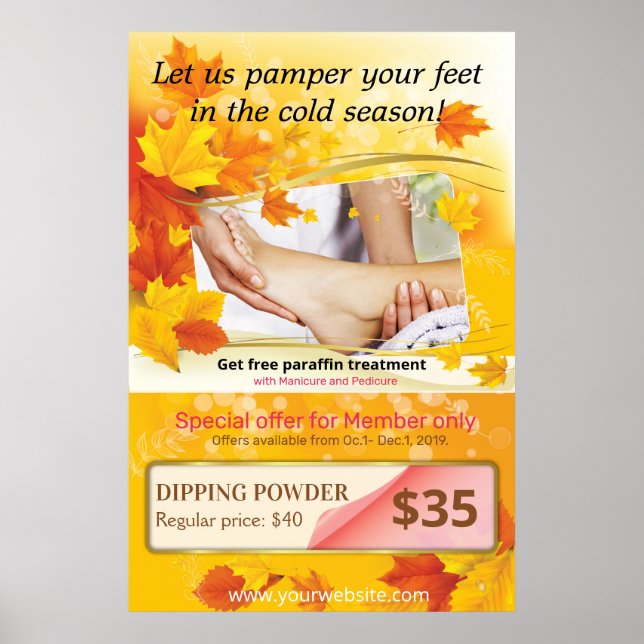 Affiche de l'offre d'automne pour les ongles et le (Devant)