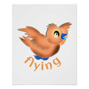 Affiche de l'oiseau de dessin animé mignon