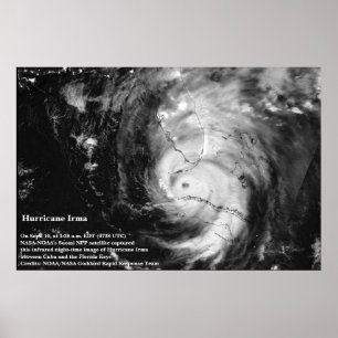 Affiche de l'ouragan Irma sur les images satellite