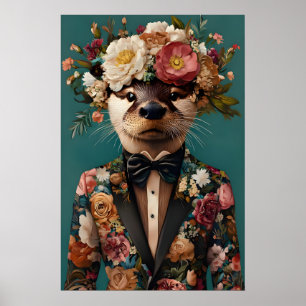 Affiche de loutre en costume, Portrait de loutre,