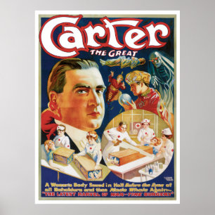 Affiche de magie vintage, magicien Carter le Grand