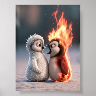 Affiche de manchot Amber & Frosty Fire and Ice