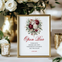 Affiche de mariage à bar ouvert Burgundy Blush bot