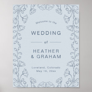 Affiche de mariage bleu poussiéreux