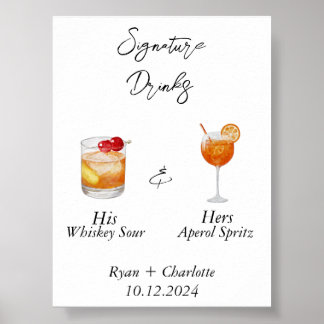 Affiche de mariage - Cocktails signature à lui et