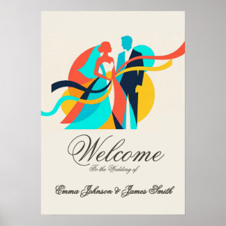Affiche de mariage crème abstraite 