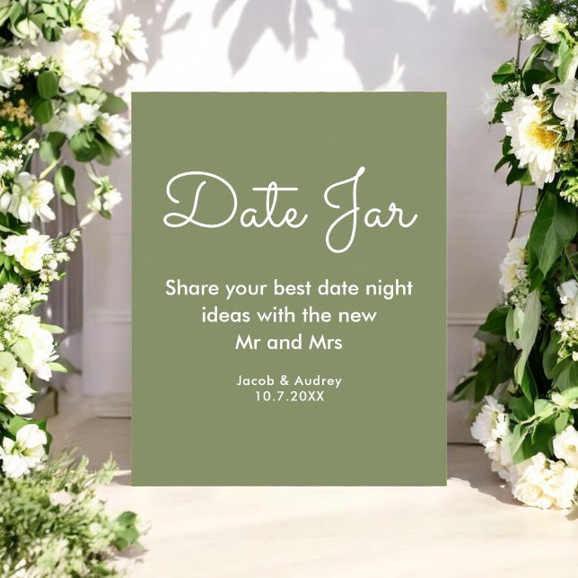 Affiche de mariage de pot de date de vert sauge (Créateur téléchargé)