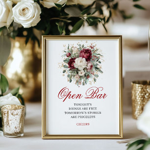 Affiche de mariage Glam Blush Burgundy Open Bar