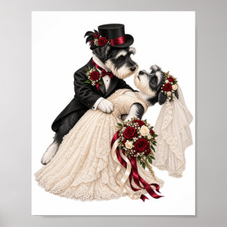 Affiche de mariage - Mignonne mariée et mari Terri